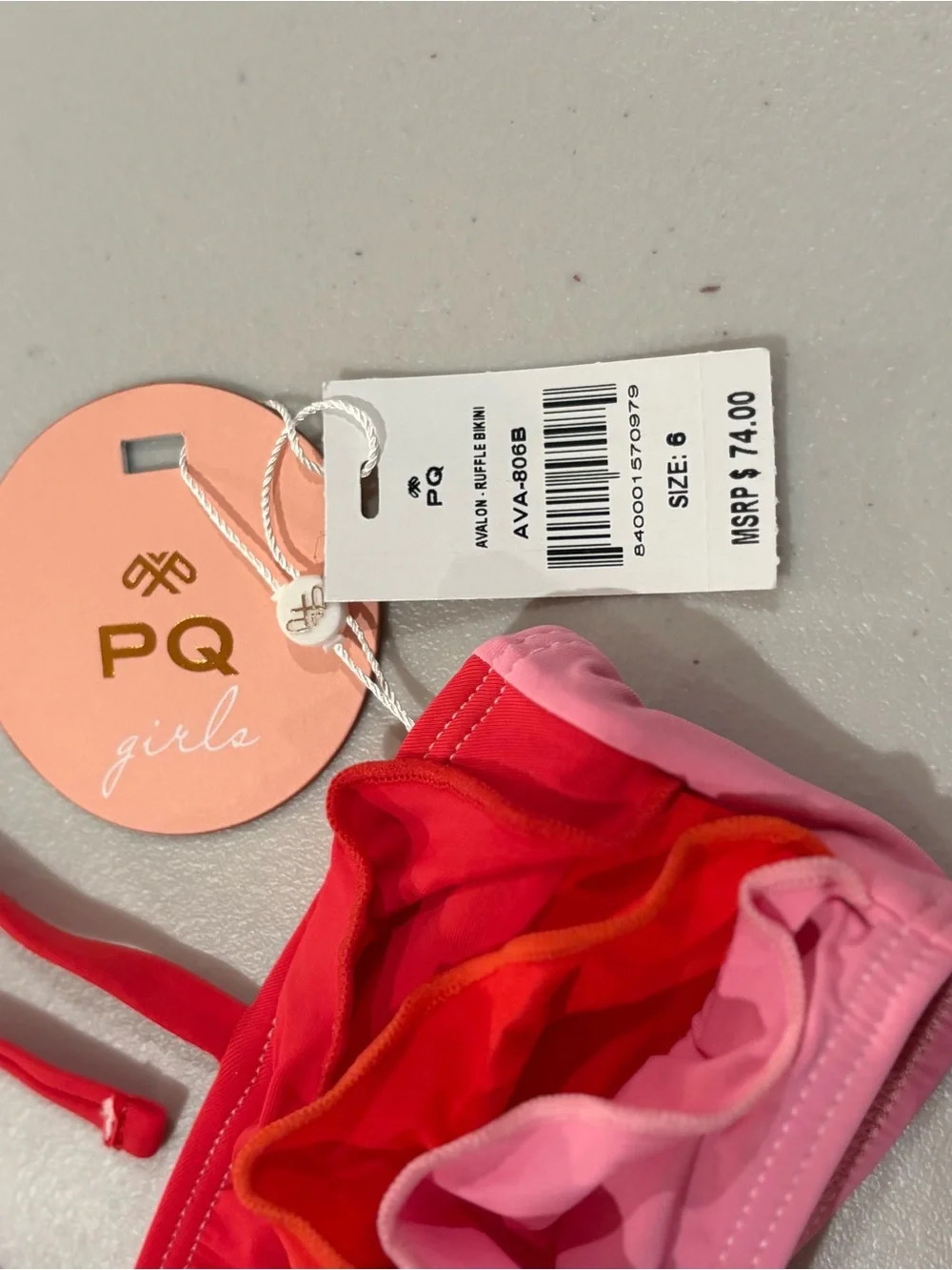 Pilyq Pink & Red Ruffle Girls Bikini Set